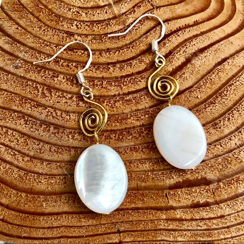 Shell Beads Earrings with 925 Sterling Silver